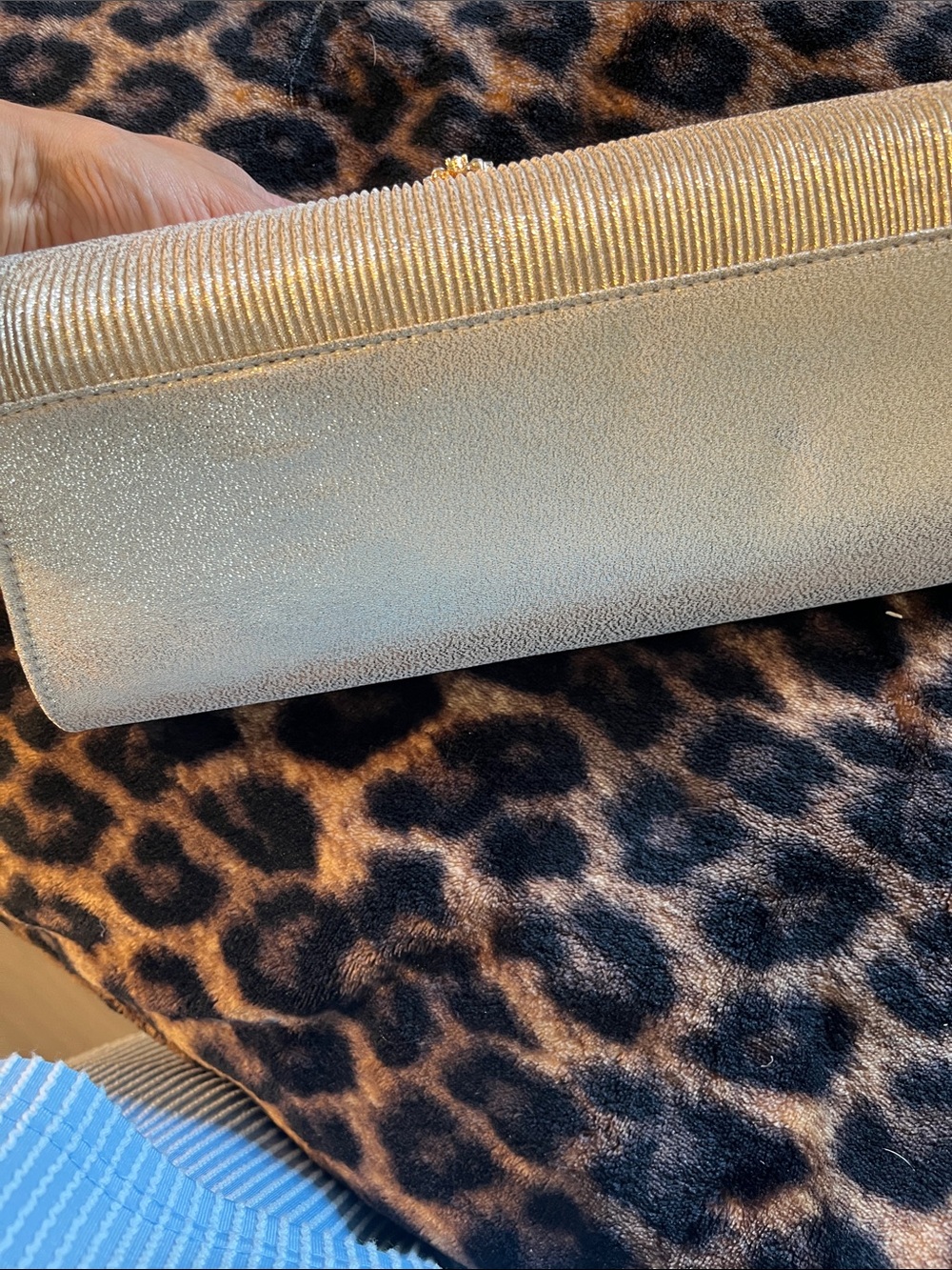 Kate Landry Champagne Gold Evening Clutch with Crystal Teardrop Accent - Picture 3 of 4